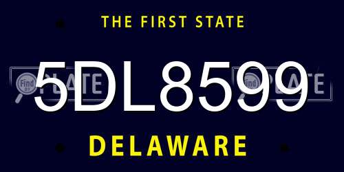 5DL8599 Delaware License Plate