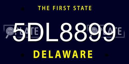 5DL8899 Delaware License Plate