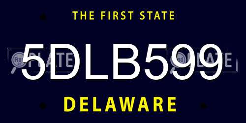 5DLB599 Delaware License Plate