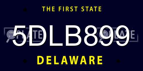 5DLB899 Delaware License Plate