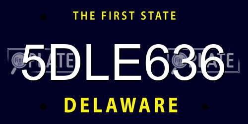 5DLE636 Delaware License Plate