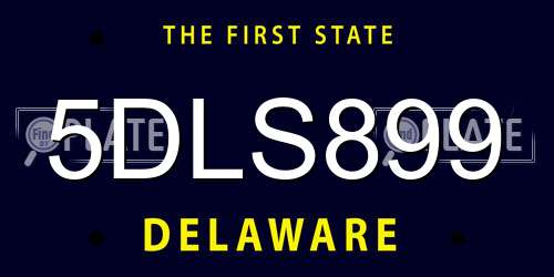 5DLS899 Delaware License Plate