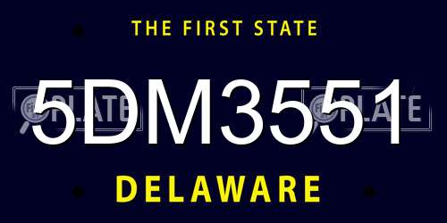 5DM3551 Delaware License Plate