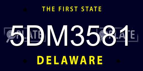 5DM3581 Delaware License Plate