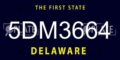 5DM3664 Delaware License Plate