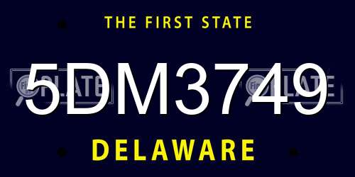 5DM3749 Delaware License Plate