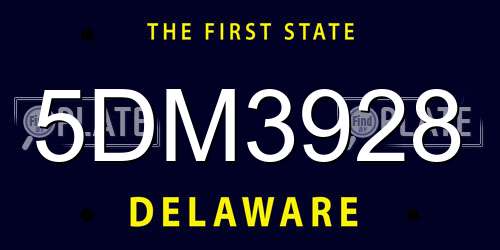 5DM3928 Delaware License Plate