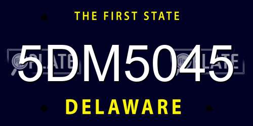 5DM5045 Delaware License Plate