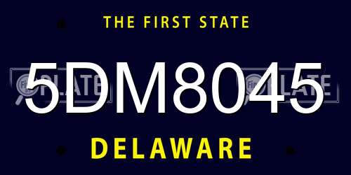 5DM8045 Delaware License Plate