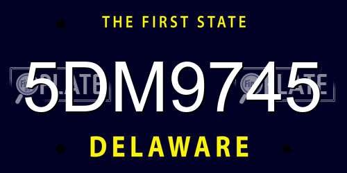 5DM9745 Delaware License Plate