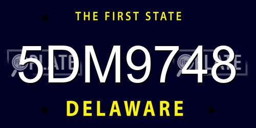 5DM9748 Delaware License Plate