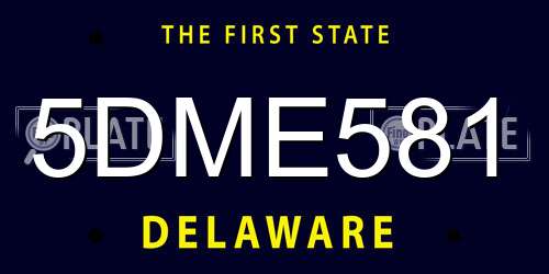 5DME581 Delaware License Plate