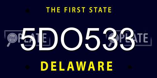 5DO533 Delaware License Plate