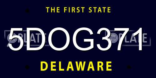 5DOG371 Delaware License Plate