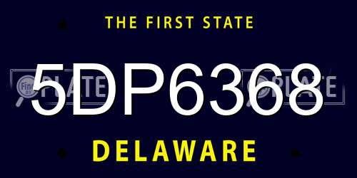 5DP6368 Delaware License Plate