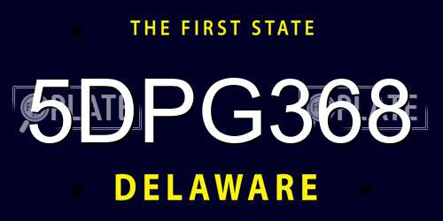 5DPG368 Delaware License Plate