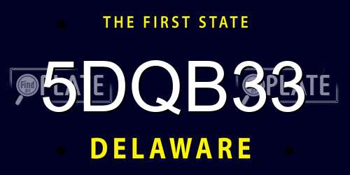 5DQB33 Delaware License Plate