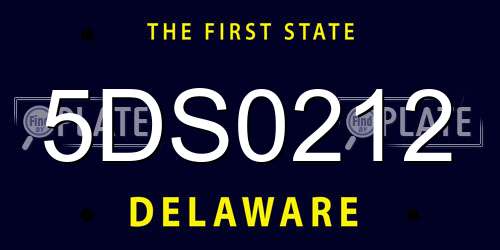 5DS0212 Delaware License Plate