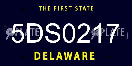 5DS0217 Delaware License Plate