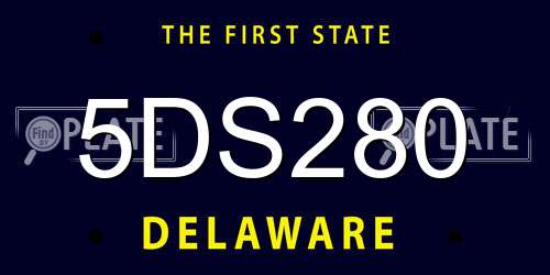 5DS280 Delaware License Plate