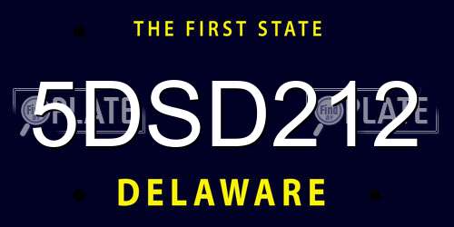 5DSD212 Delaware License Plate