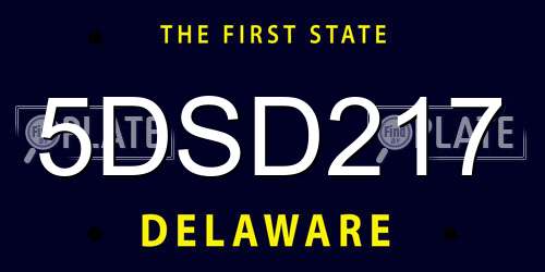 5DSD217 Delaware License Plate