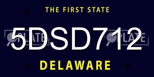 5DSD712 Delaware License Plate