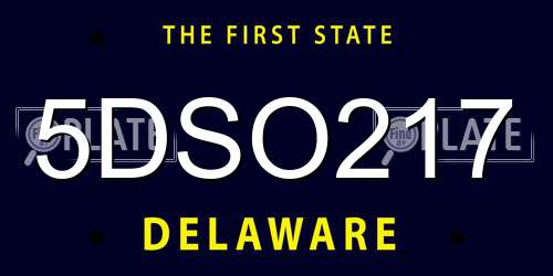 5DSO217 Delaware License Plate