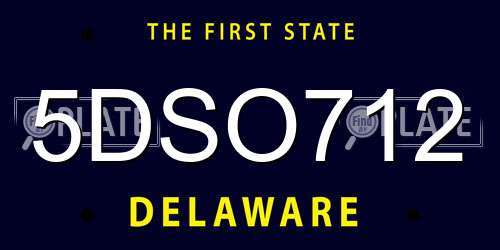 5DSO712 Delaware License Plate