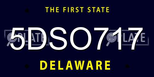 5DSO717 Delaware License Plate