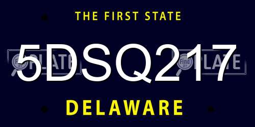 5DSQ217 Delaware License Plate