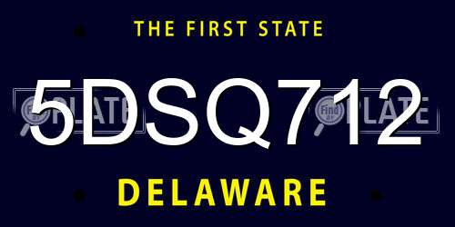 5DSQ712 Delaware License Plate