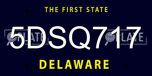 5DSQ717 Delaware License Plate