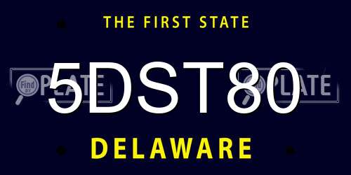 5DST80 Delaware License Plate