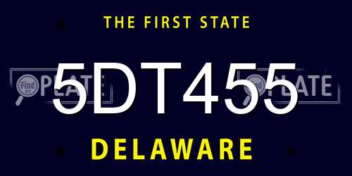 5DT455 Delaware License Plate