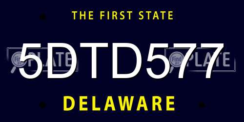 5DTD577 Delaware License Plate
