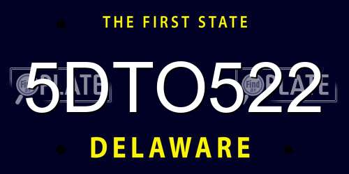 5DTO522 Delaware License Plate