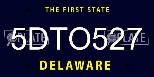 5DTO527 Delaware License Plate