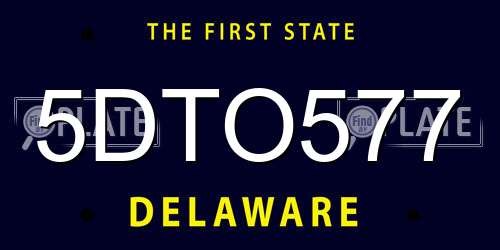 5DTO577 Delaware License Plate