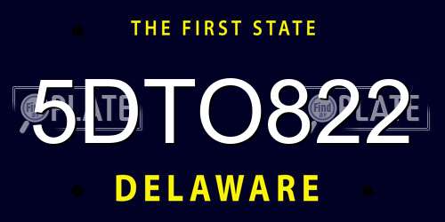 5DTO822 Delaware License Plate