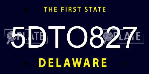 5DTO827 Delaware License Plate