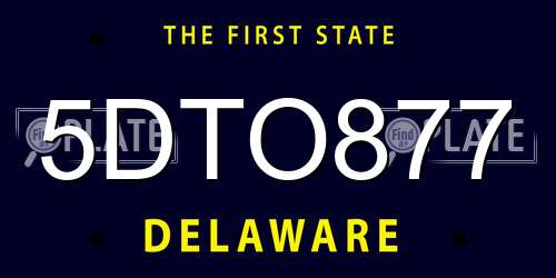 5DTO877 Delaware License Plate