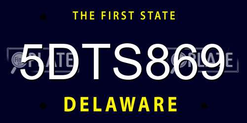 5DTS869 Delaware License Plate