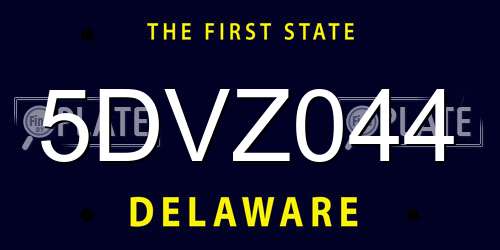 5DVZ044 Delaware License Plate
