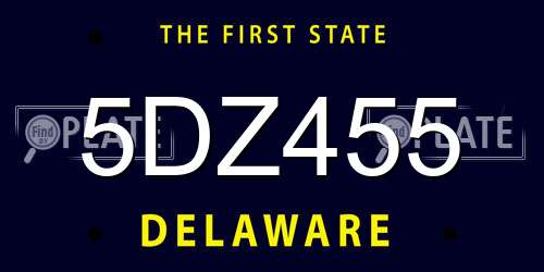 5DZ455 Delaware License Plate