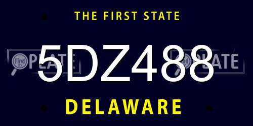 5DZ488 Delaware License Plate