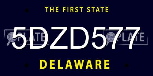 5DZD577 Delaware License Plate