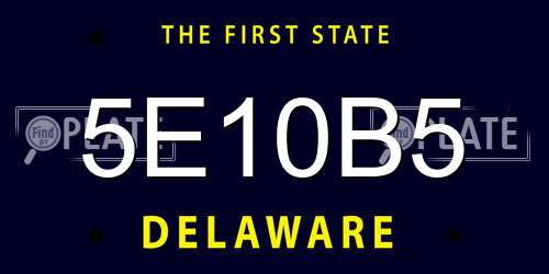5E10B5 Delaware License Plate