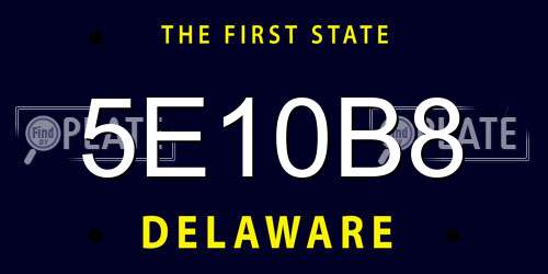 5E10B8 Delaware License Plate
