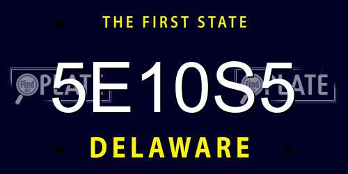 5E10S5 Delaware License Plate